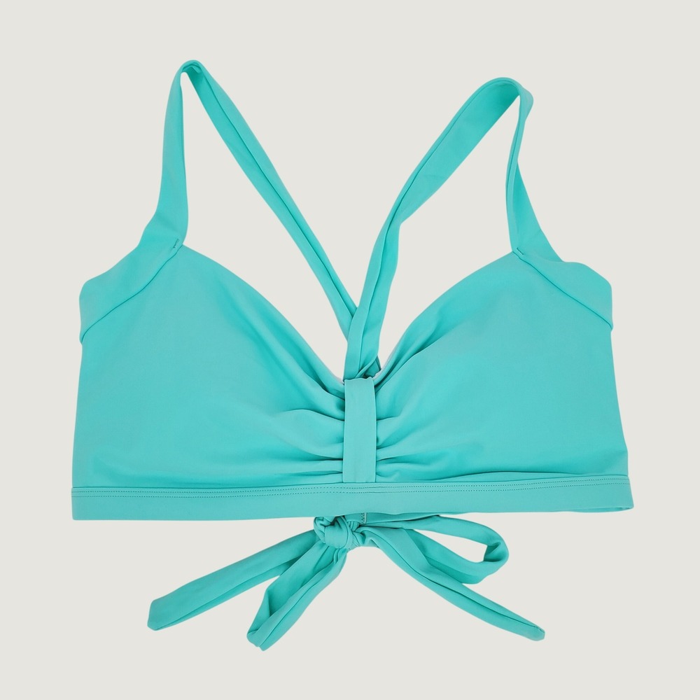 Fashion Classic Collection Criss Cross Tie Back Bikini Top XL Teal Adjustable